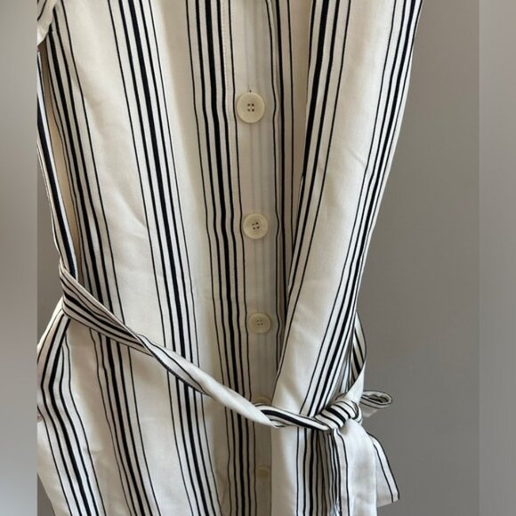 Maeve by Anthropologie Esther Collared Trench-Style Striped Sleeveless Dress - Picture 5 of 9